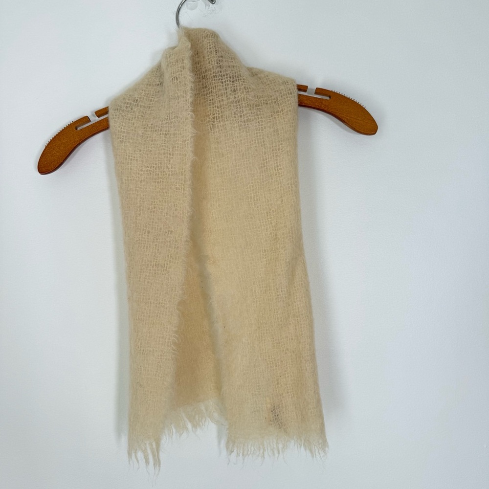 Vintage Heather Glen Mohair Wool Cream Scarf Unisex Warm Preppy Scotland